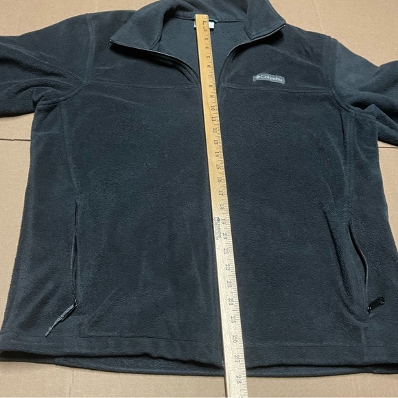 Columbia Sweater Men's Large Full Zip Up Long Sleeve Mock Neck Fleece Black - Picture 9 of 9